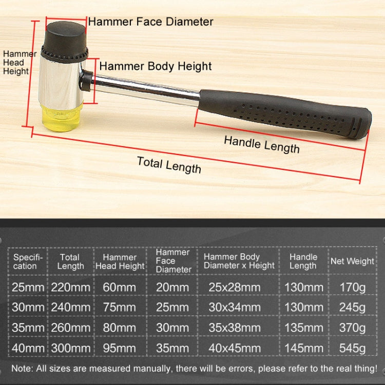 40mm No Bounce Mounting Hammer Handmade DIY Double Face Tap Rubber Hammer by buy2fix