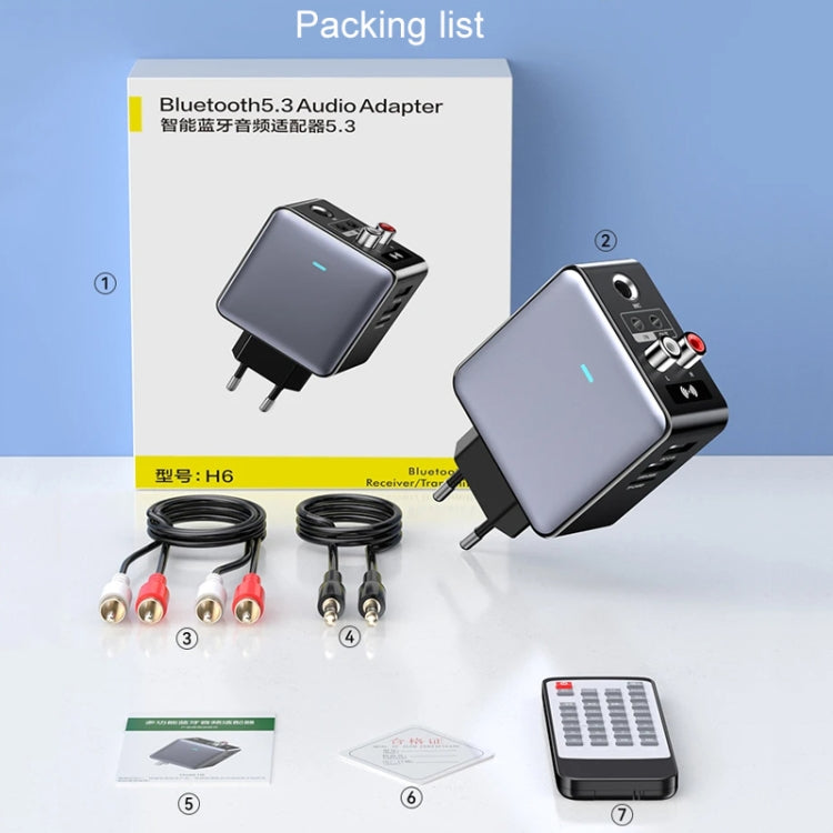 OMS-H6 Bluetooth 5.3 Adapter Wireless Audio Receiver And Transmitter EU Plug - Audio Receiver Transmitter by buy2fix | Online Shopping UK | buy2fix