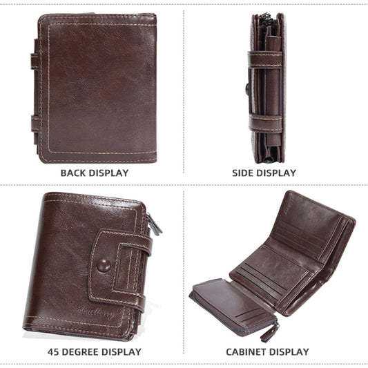 Baellerry D5112 RFID Anti-Theft Multi-Card Slot Buckle Tri-fold Zipper Short Wallet Coin Purse(Coffee) by Baellerry