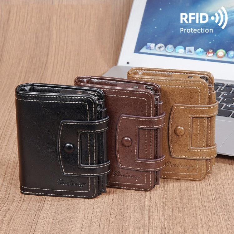 Baellerry D5112 RFID Anti-Theft Multi-Card Slot Buckle Tri-fold Zipper Short Wallet Coin Purse(Coffee) by Baellerry