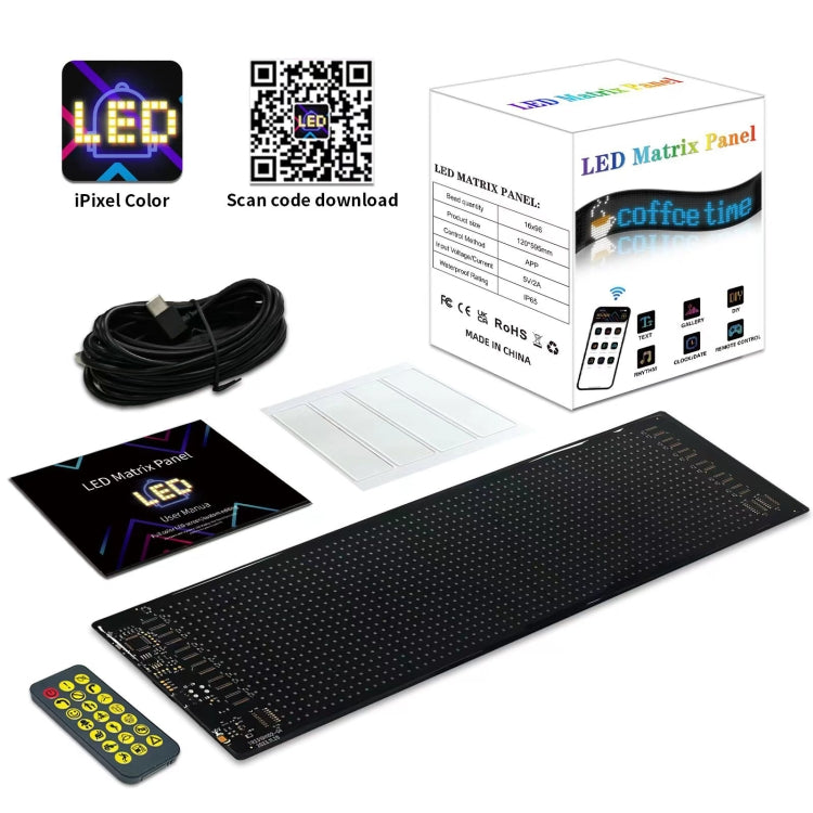 9.2x37.4cm(16 x 64 LEDs) Car Flexible Display Advertising Screen APP Bluetooth Smart Screen by buy2fix