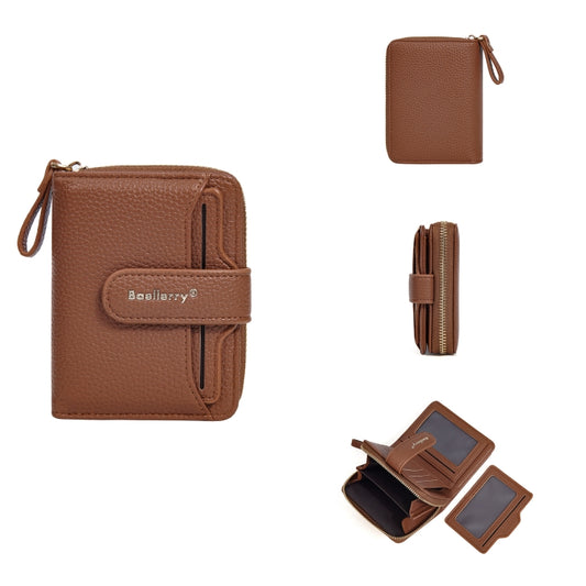 Baellerry N1915 Lychee Pattern Multi-card Slot Zipper Women Short Wallet(Brown) by Baellerry