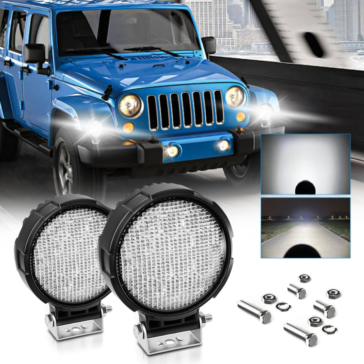 14W 9-30V Floodlight Mixed Luminous 4 Inch Round Work Light With Wire Set(X2) by buy2fix