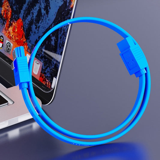 0.45m JINGHUA U510B High Speed SATA3.0 SSD Serial Cable(Blue Straight To Bend) by JINGHUA