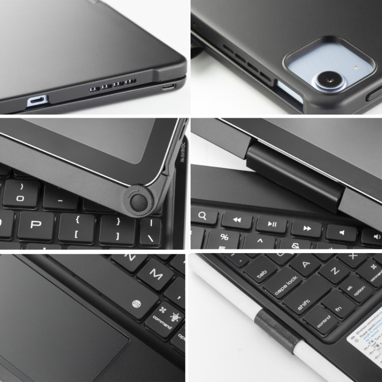 360 Degree Rotation Bluetooth Keyboard Case With Backlight For iPad Air 11 2024 / Air 5 / Air 4 10.9 / Pro 11 2022 2021 2020 2018(Black) by buy2fix