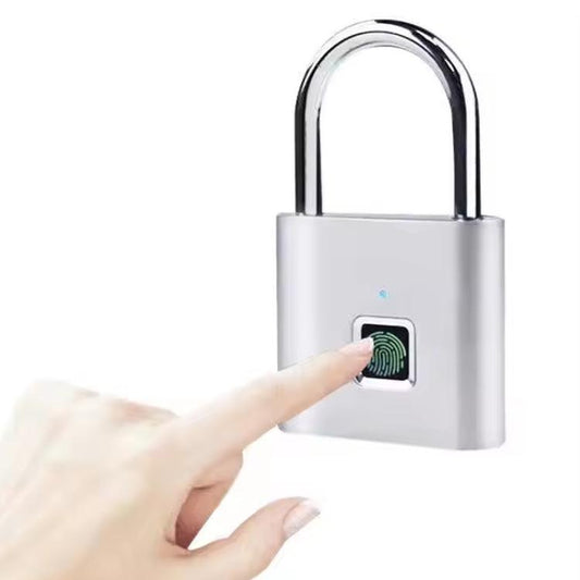 Smart Fingerprint Rechargeable Padlock Waterproof Morse Code Emergency Unlocking(Matte Silver) by buy2fix