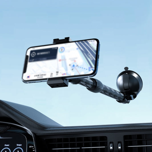 Telescopic Car Phone Mount Extension Arm Double Jointed Swivel Carbon Fiber Bracket Connecting Rod, Model: 235-335mm For 25.4mm Ball Head by buy2fix