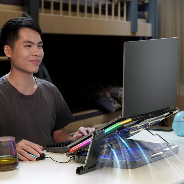 ICE COOREL 8-Fans Adjustable Laptop Stand Radiator With RGB Ambient Light(K10) by ICE COOREL