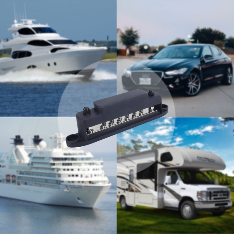 M6 2-post 12-way RV Yacht Terminal Nylon Flame Retardant Busbar, Color: Black by buy2fix