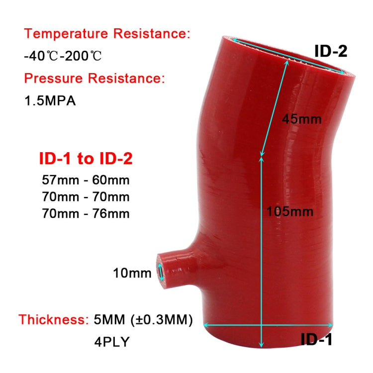 For Mazda 3 6 CX-4 Axela Atenza Intake Silicone Hose High Flow Cold Air Intake Pipe Turbo Intercooler, Specification: 1.5L-60-RD by buy2fix