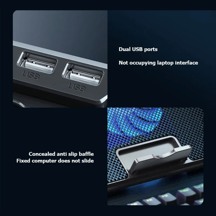 ICE COOREL A9R 6-fans Adjustable Laptop Stand Radiator with RGB Atmosphere Light(Black) by ICE COOREL