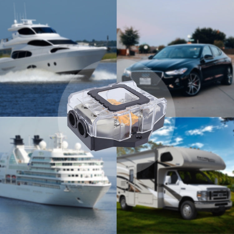 80A Car Audio Amplifier Modified Solid Brass Fuse Holder With Transparent Cover, Specifications: 2-way by buy2fix