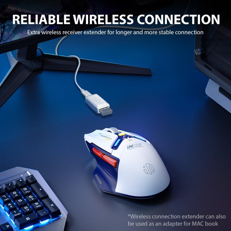 Inphic IN9 Tri-mode Wireless Bluetooth Gaming Office Computer Mouse(White) by Inphic
