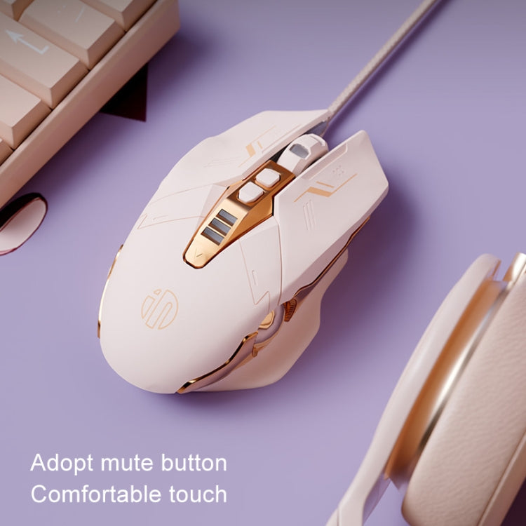 Inphic W8 Upgraded Wired Gaming Mice Macro Definition Light Emitting Mute Computer Mouse(Milk Tea Color) by Inphic