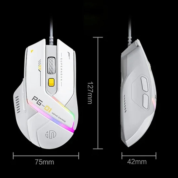Inphic PG1 RGB Light Emitting Computer Gaming Wired Mouse(White) by Inphic