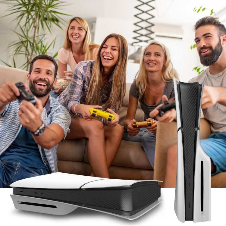 For PS5 Slim Console Middle Sticker Scratch Resistant Digital Optical Drive Version Universal Sticker, Color: Carbon Fiber Black by buy2fix