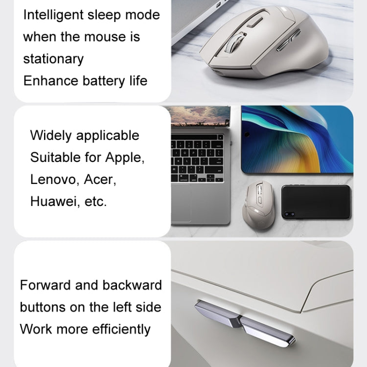 Inphic DR6 2.4G Wireless + Bluetooth 5.0/4.0 Tri-mode Charging Mute Office Gaming Computer Mouse(White Apricot) by Inphic