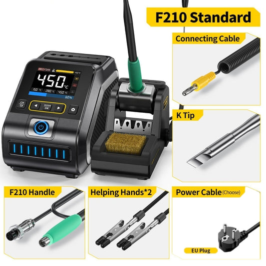 FNIRSI 200W Intelligent Constant Temperature Electric Soldering Iron Station, Set: EU Plug F210 K Head by FNIRSI
