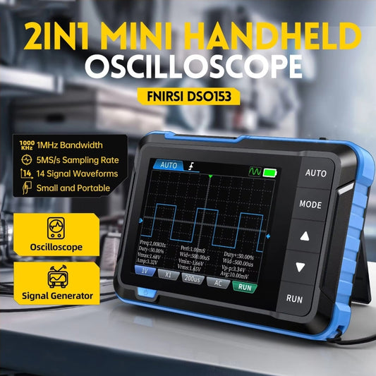 FNIRSI 2 In 1 Mini Portable Digital Oscilloscope Signal Generator, Set: Standard by FNIRSI