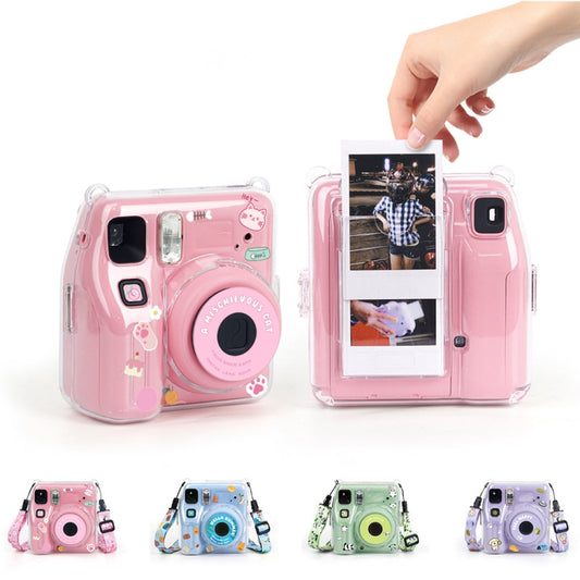For Fujifilm instax mini SE Photo Bag Crystal Case Shoulder Strap Rope Sticker Set(Purple Pet Dog) - Protective Case by buy2fix | Online Shopping UK | buy2fix