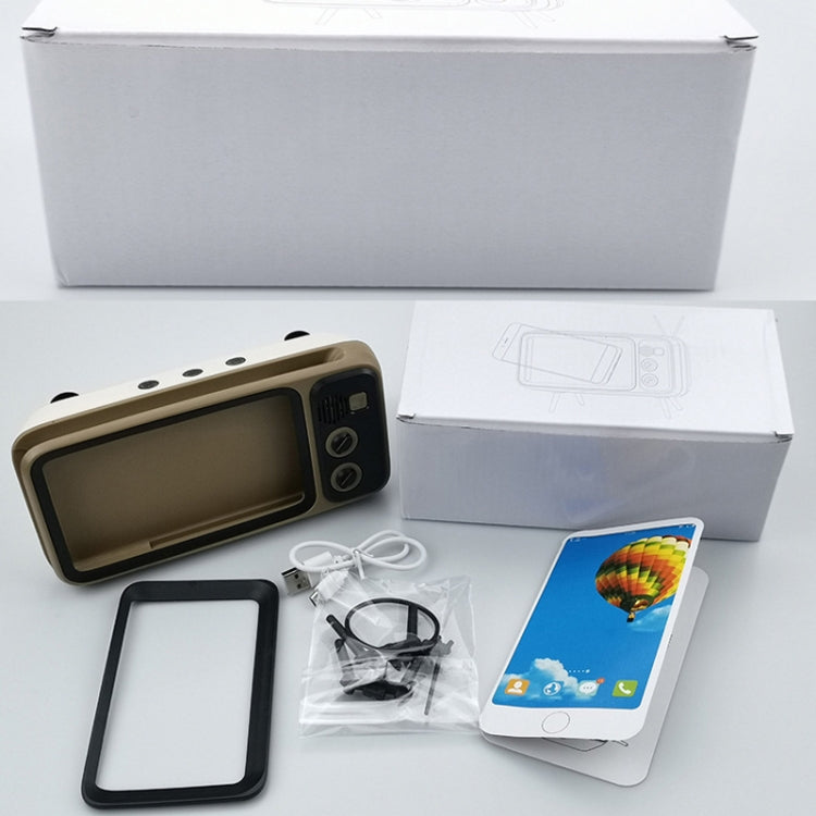 Retro Small TV Desktop Cell Phone Holder With Bluetooth Speaker Player(Orange Black) - Desktop Holder by buy2fix | Online Shopping UK | buy2fix