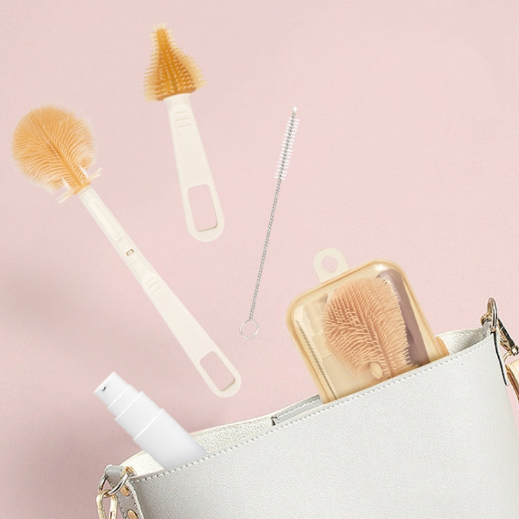 Silicone Portable Baby Bottle Brush Set Travel Cleaning Brush(White) by buy2fix