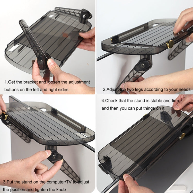 No Punching TV Set-top Box Adjustable Storage Shelf Monitor Computer Screen Holder Router Hanger(Grey) by buy2fix