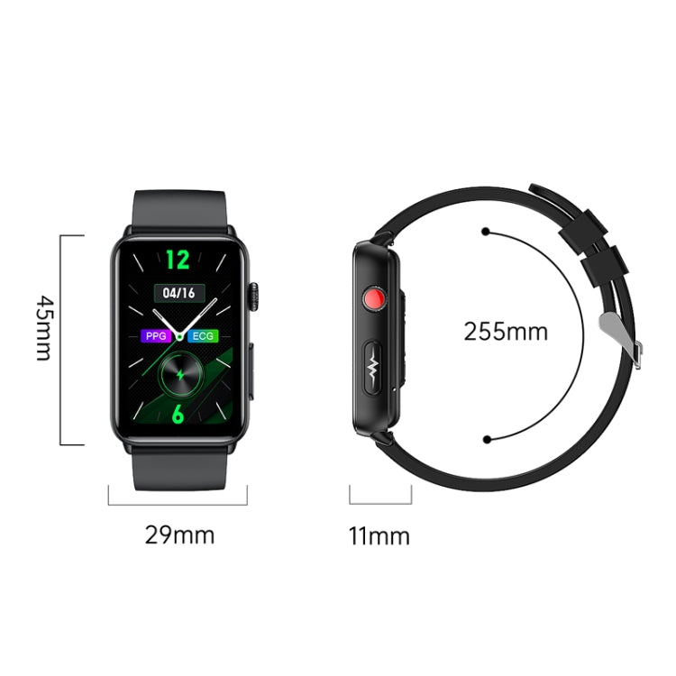 Smart Watch Ring ECG Temperature Heart Rate Blood Pressure Health Bluetooth Talking Watch, Color: Black Leather by buy2fix