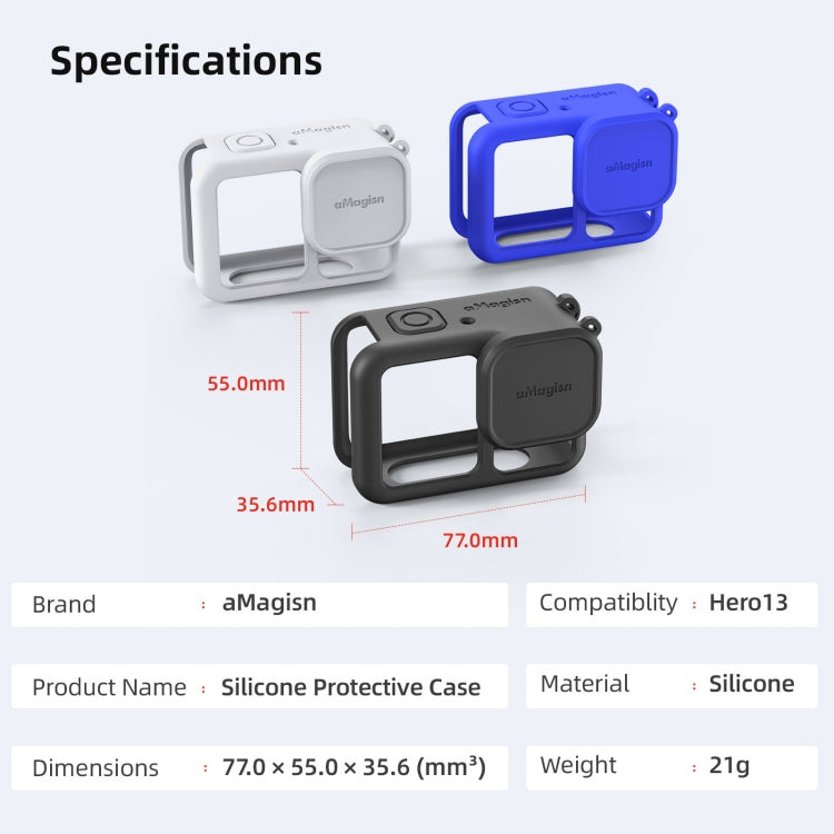 For GoPro HERO13 Black AMagisn Silicone Case Protective Cover(Blue) by aMagisn