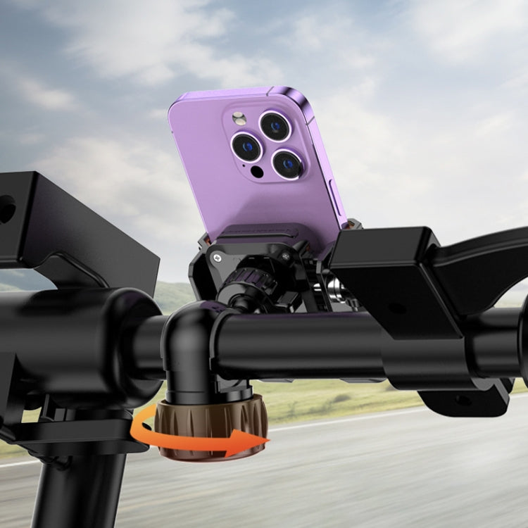 YYS-615 Motorcycle Bicycle Semi-Wrapped Riding Navigation Cell Phone Holder(Black+Orange) by buy2fix