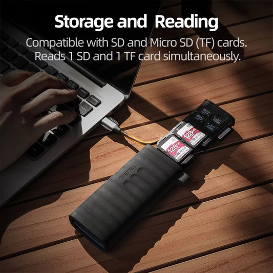 TELESIN USB-C / Type-C 2-in-1 SD / TF Card Reader Storage Box for Smartphones PC Camera by TELESIN