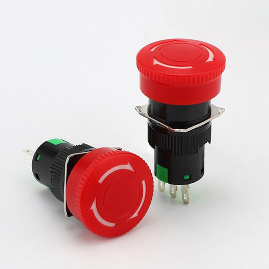 LA16 16mm Mounting Hole Emergency Stop Switch Mushroom Type Self-Locking Pushbutton Switches by buy2fix