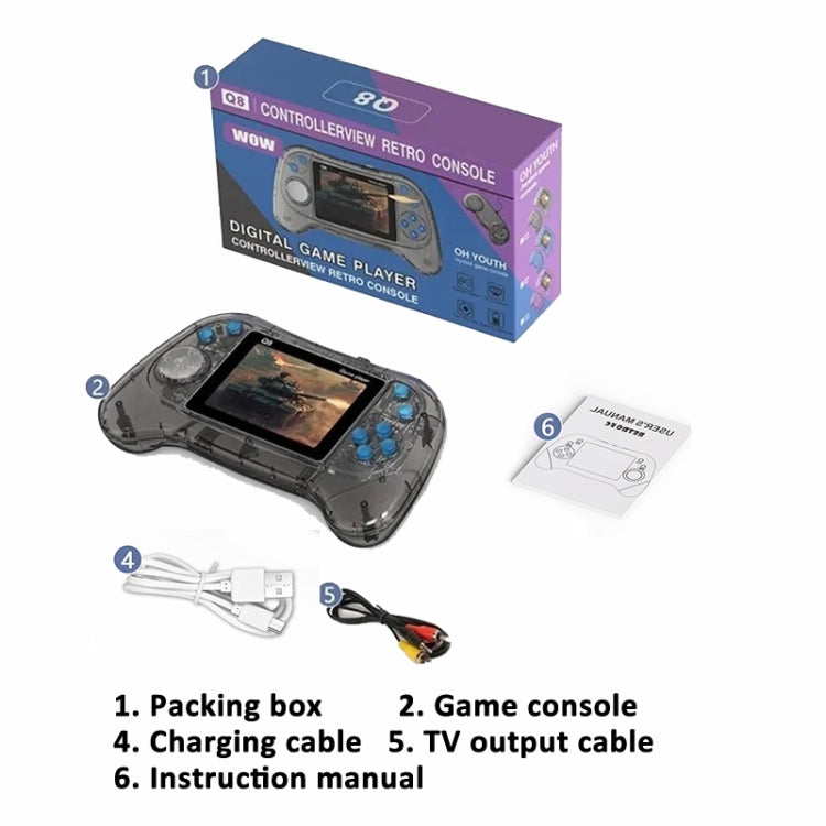 Q8 Handheld Game Console 3.0 Inch Screen Support TV Connection Built In 800 Games Singles Transparent Gray by buy2fix