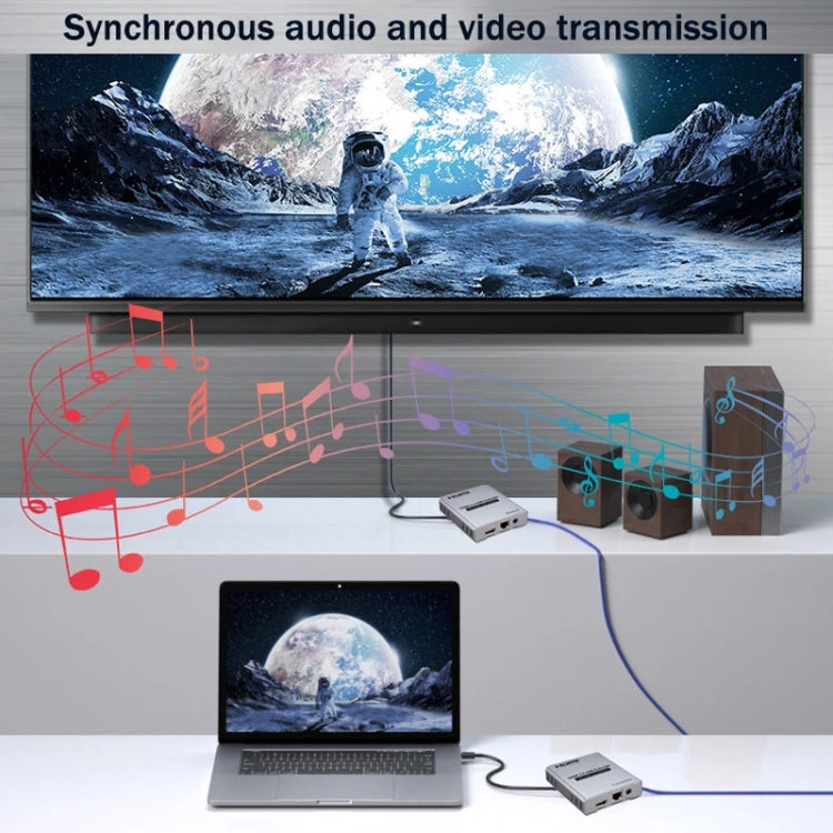 HDMI Single Cable 120m Transmitter / Receiver Extender 4K HD Transmitter UK Plug(Gray) by buy2fix