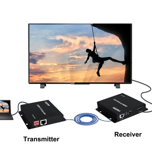 300m IP HDMI Extender HD Video Transmission, Transmitter + Receiver US Plug(Black) by buy2fix