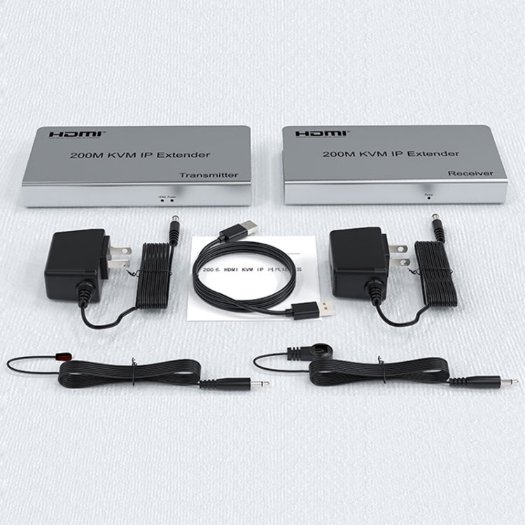 KVM 200m HDMI IP Extender RJ45 Network Cable Video Extender, Transmitter+Receiver, US Plug by buy2fix