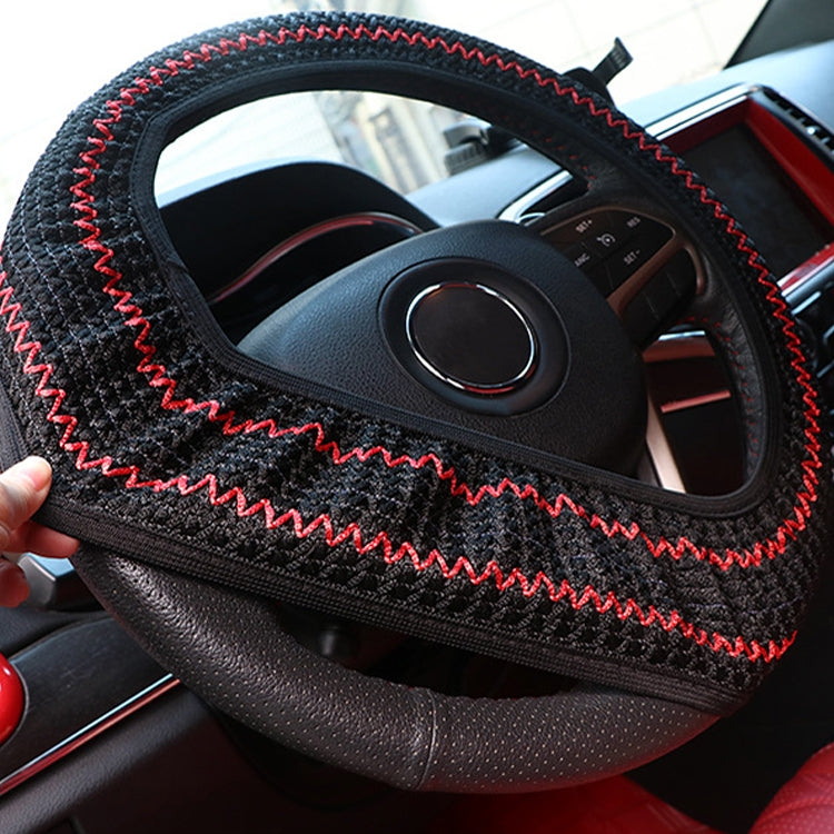 Universal Car Steering Wheel Ice Silk Non-slip Breathable Protective Cover(Red Black) by buy2fix