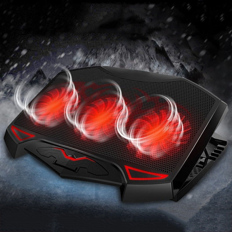 NUOXI 3-fans LED Light Adjustable Laptop Radiator Cooling Rack(Black) by NUOXI