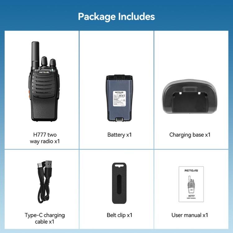 RETEVIS H777 16 Channels Compact Portable Handheld Walkie Talkie With Charging Base, Style: PMR by RETEVIS