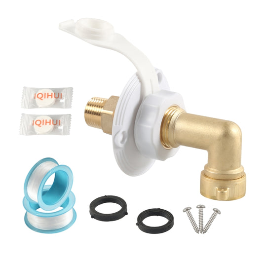 Brass Water Inlet Check Valve For Yacht RV With Adapter(White) by buy2fix