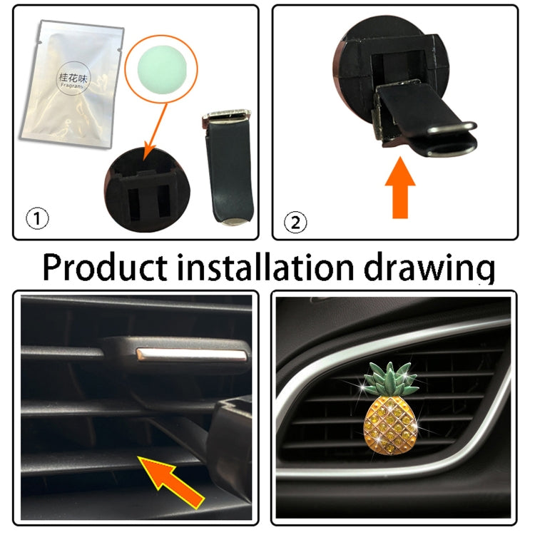 Car Air Conditioning Vent Pineapple Decorative Aromatherapy Clip(Rhinestones) by buy2fix