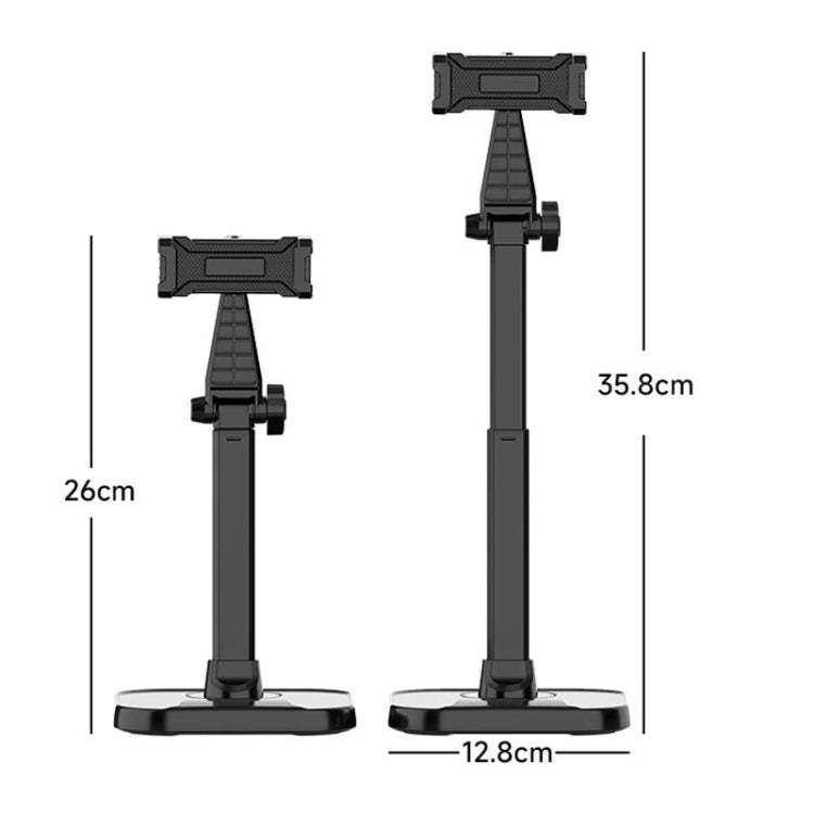 Dual-Position Rotatable Phone And Tablet Stand Retractable Weighted Base Desktop Holder, Spec: Tablet Model Black - Desktop Holder by buy2fix | Online Shopping UK | buy2fix