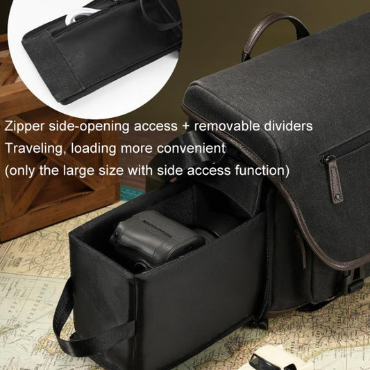 Cwatcun D142 Vintage Camera Bag Shoulder Messenger Bag Camera Digital Storage Bag, Color: Large Black - Strap Satchel by Cwatcun | Online Shopping UK | buy2fix