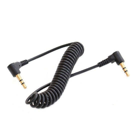 3.5mm Stereo Car Audio Cable PU Gold-plated Elbow Spring Cable(Male To Male) by buy2fix