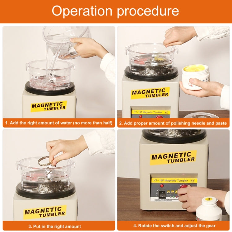 KT-185 Magnetic Polishing Tumbler Stainless Steel Deburring And Polishing Machine, EU Plug(Red) by buy2fix