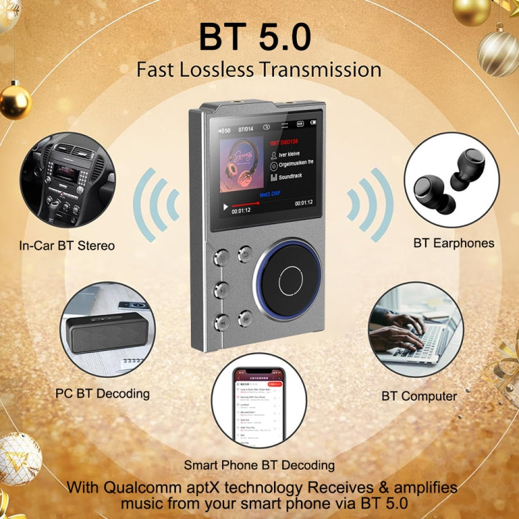 2.4 Inch HIFI Bluetooth Music Player DSD256 Mastering Sound Quality Walkman, Memory: 16GB+32GB(Gray) - MP3 Player by buy2fix | Online Shopping UK | buy2fix
