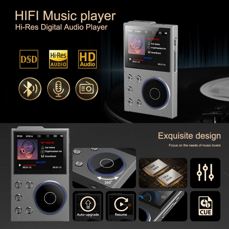 2.4 Inch HIFI Bluetooth Music Player DSD256 Mastering Sound Quality Walkman, Memory: 16GB+32GB(Gray) - MP3 Player by buy2fix | Online Shopping UK | buy2fix
