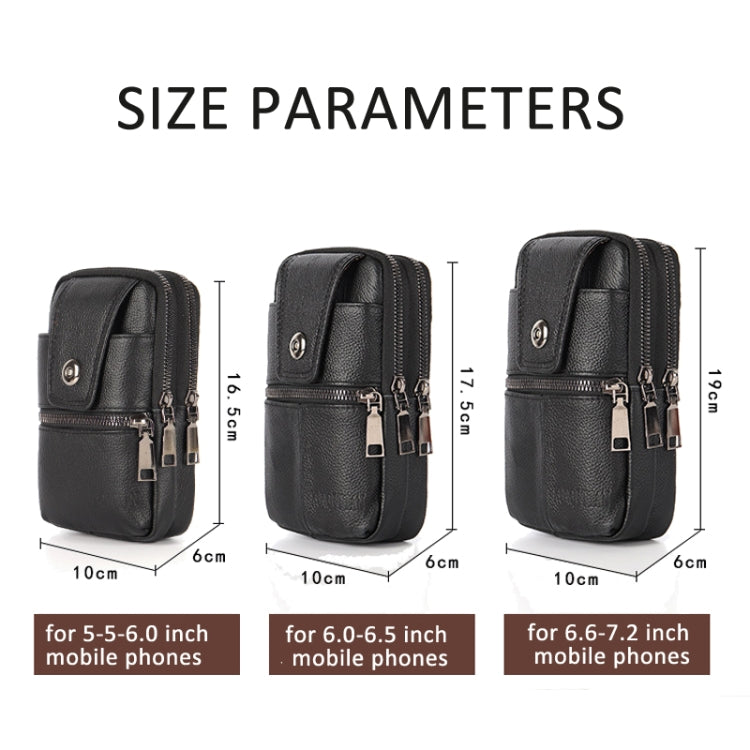 KUNQITIAN Mobile Phone Waist Bag Belt Leather Case With Shoulder Strap, Size: S(Black) by KUNQITIAN