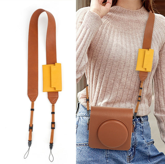 Universal PU Leather Shoulder Strap For SLR Cameras With Card Holder(Brown) - Camera Strap by buy2fix | Online Shopping UK | buy2fix