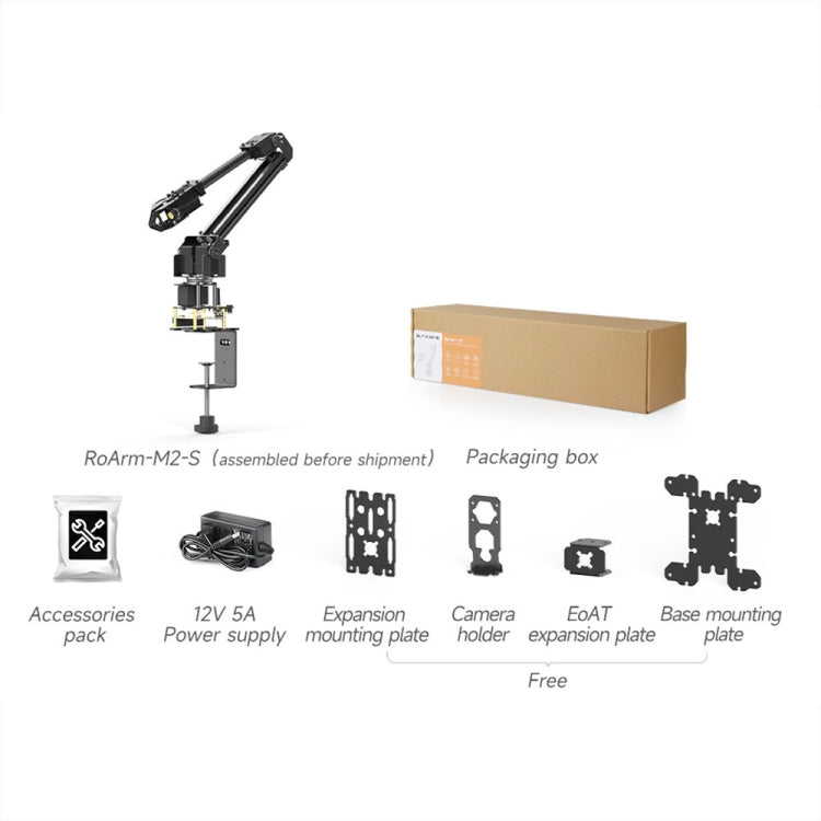 Waveshare 25118 RoArm-M2-S Desktop Robotic Arm Kit, Based On ESP32, 4-DOF(UK Plug) by Waveshare